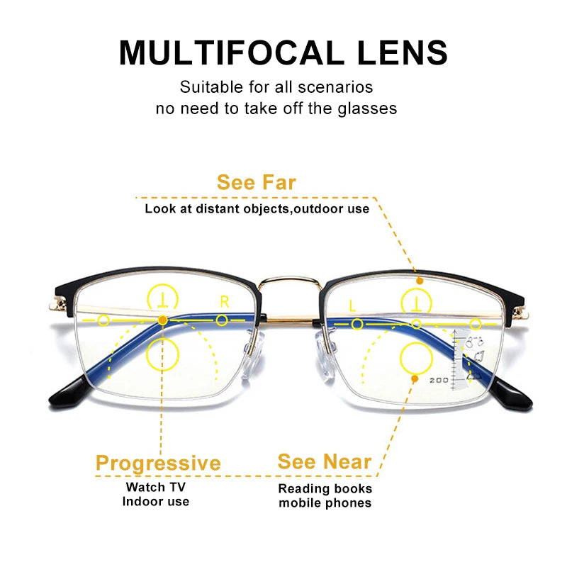 Titanium Alloy Photochromic Reading Glasses Men Multifocal Glasses Women - Mark Enterprise Global