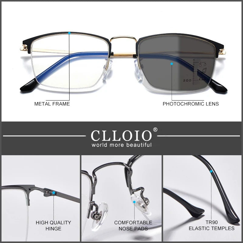 Titanium Alloy Photochromic Reading Glasses Men Multifocal Glasses Women - Mark Enterprise Global