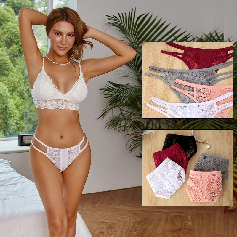 3Pcs/Set Sexy Lace Hollow Out Thongs - Mark Enterprise Global