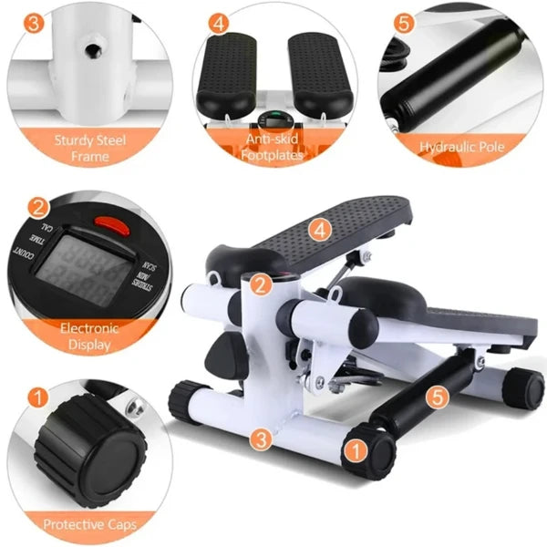 Stair Climber Stepper Exercise Machine with Resistance Bands