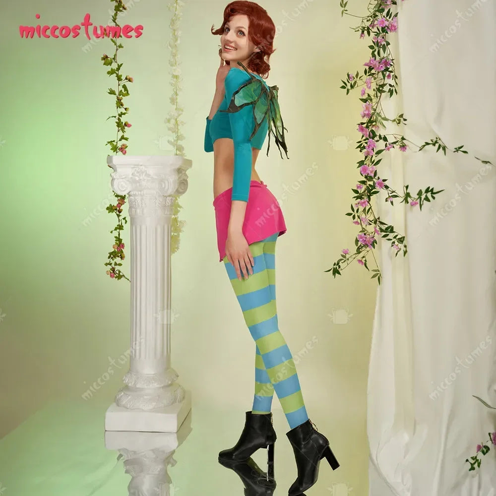womans Cosplay Costume Crop Top and Skirt with Leggings and Wings - Mark Enterprise Global