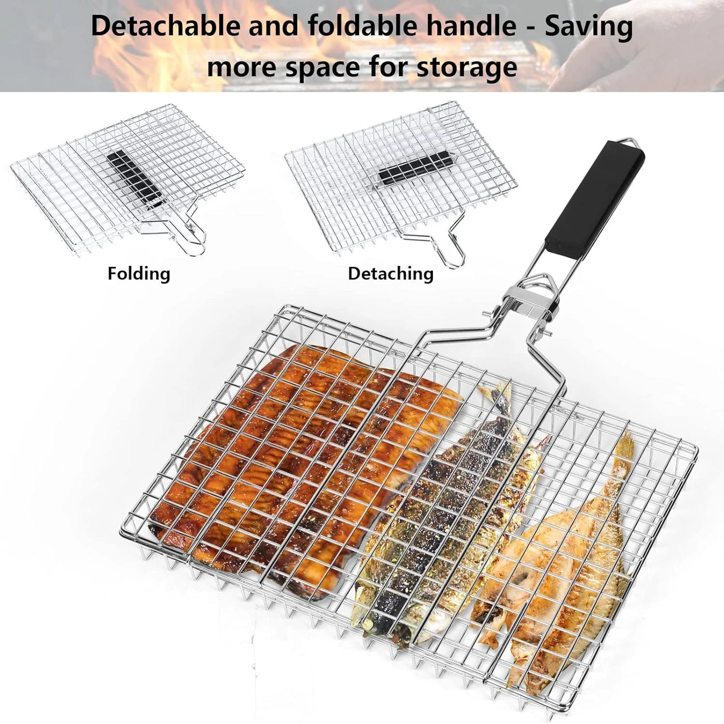 Folding Grilling Basket Stainless Steel