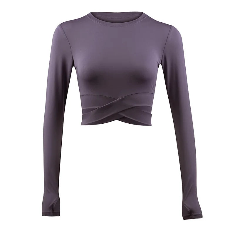 Long Sleeve Yoga Crop Top T-shirts - Mark Enterprise Global