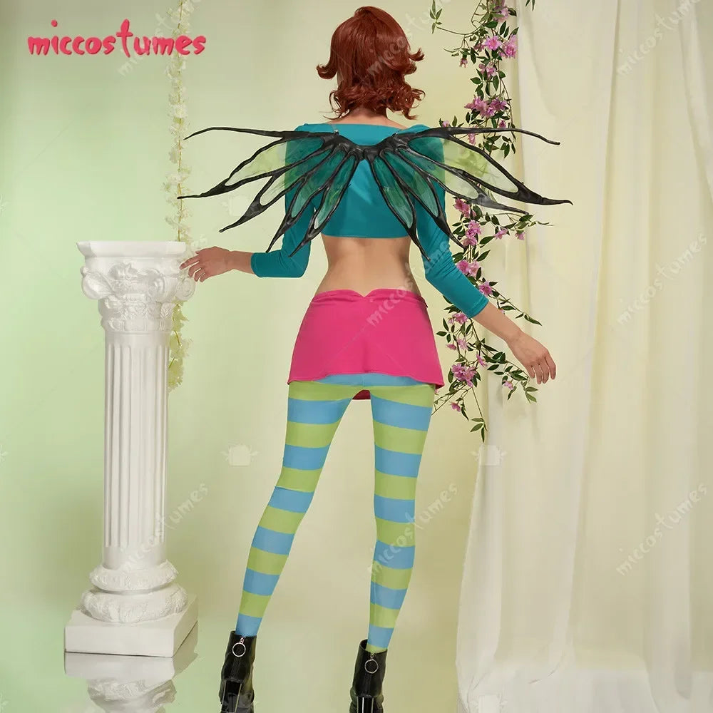 womans Cosplay Costume Crop Top and Skirt with Leggings and Wings - Mark Enterprise Global
