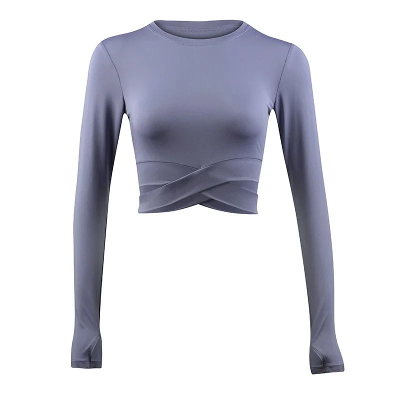 Long Sleeve Yoga Crop Top T-shirts - Mark Enterprise Global