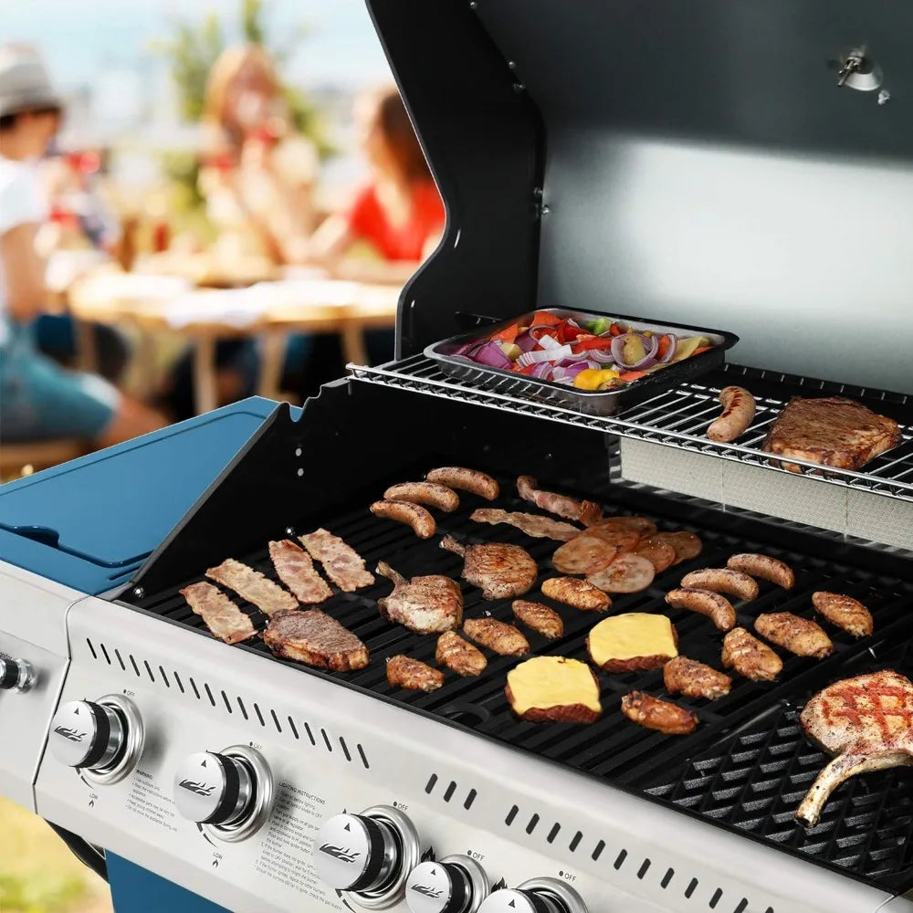 5-Burner BBQ Cabinet Style Propane Gas Grill with Rotisserie Kit, Sear Burner, Rear Burner and Side Burner