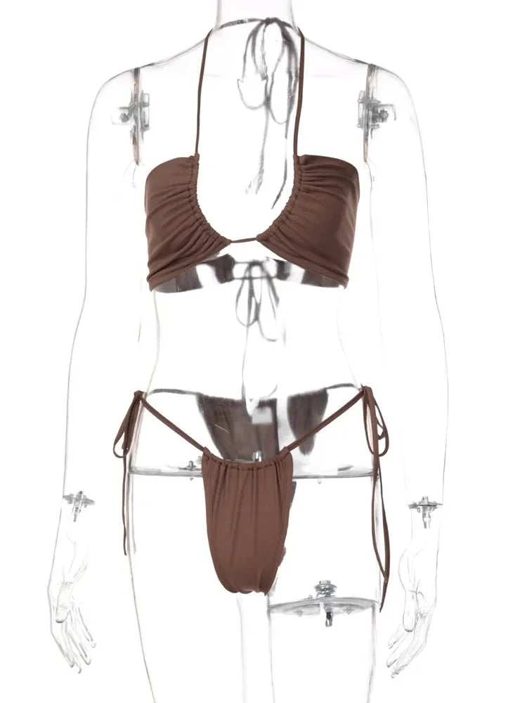 Brown String Bikini 2 Piece Set Women - Mark Enterprise Global