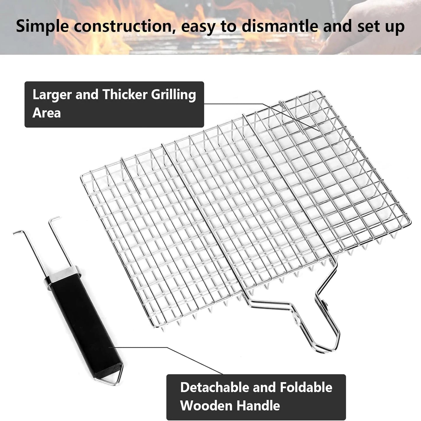 Folding Grilling Basket Stainless Steel