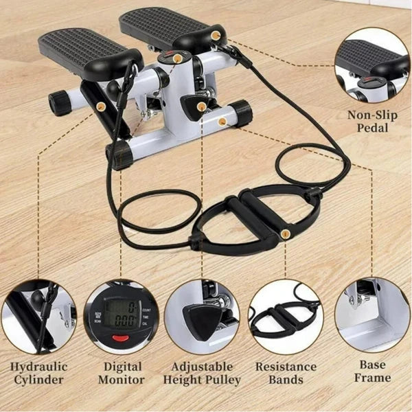 Stair Climber Stepper Exercise Machine with Resistance Bands