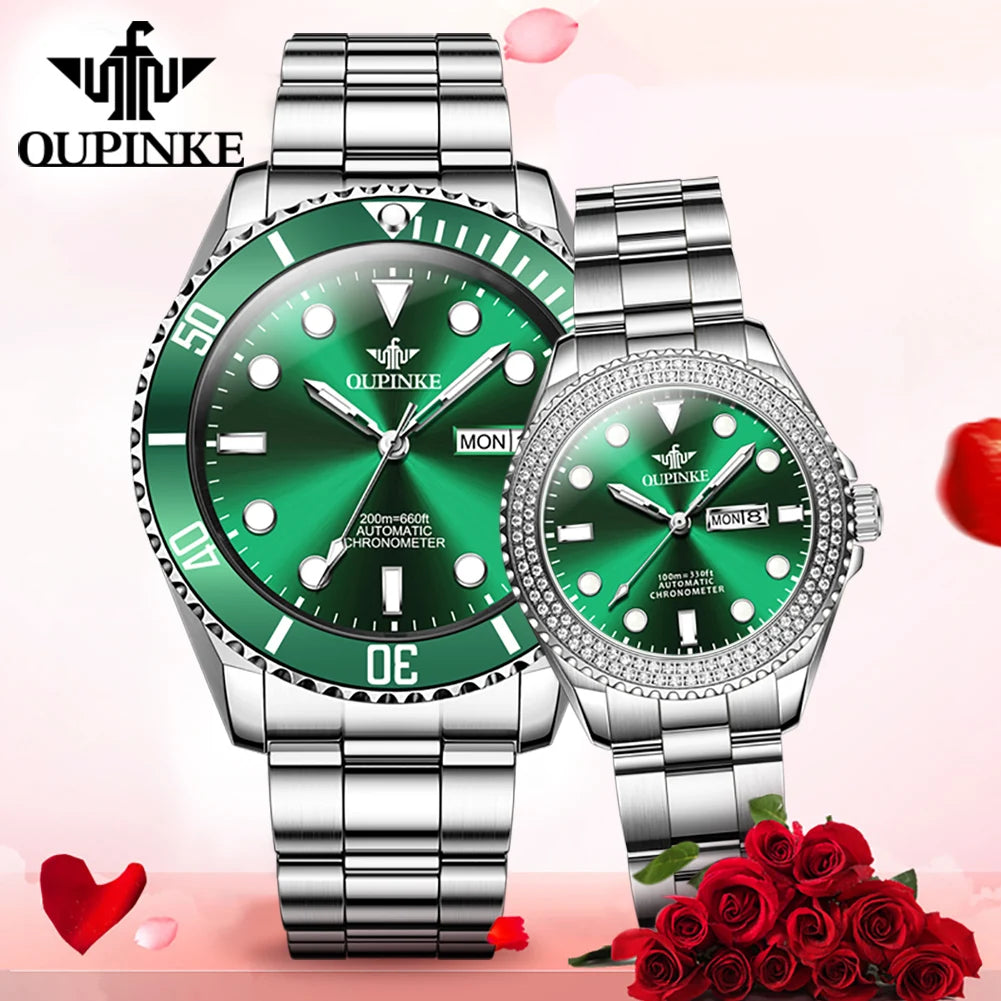Exquisite Gift Box Set Diving Stainless Steel Men and Women Wristwatch