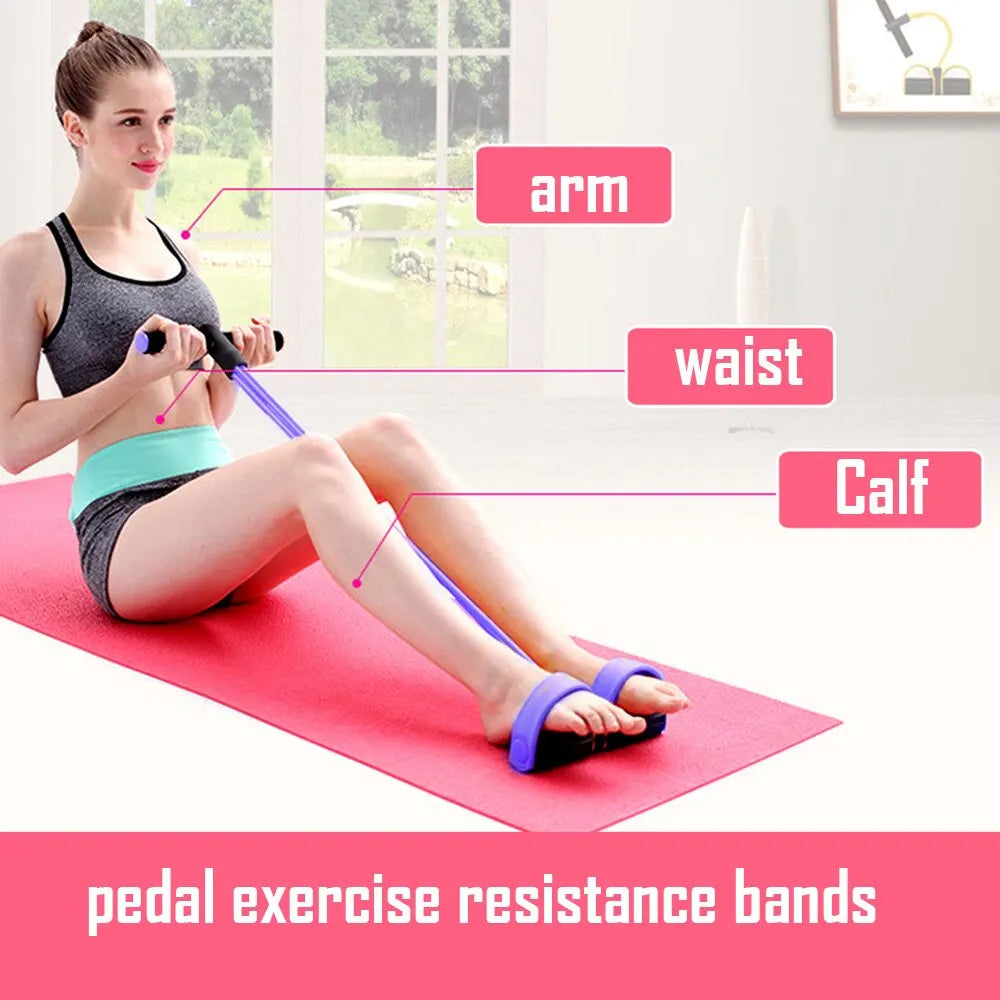 Multi Function Tension Rope Bands Home Resistance Bands 4 Tube Elastic Pedal Puller