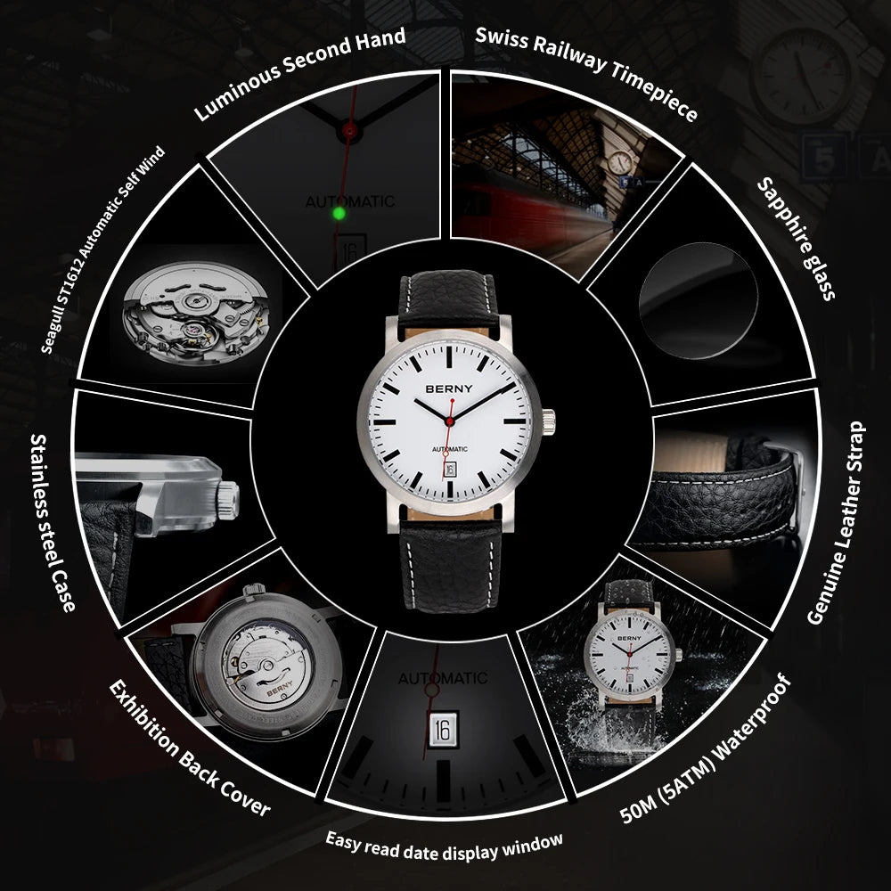 Men Mechanical Wristwatch Waterproof for Male