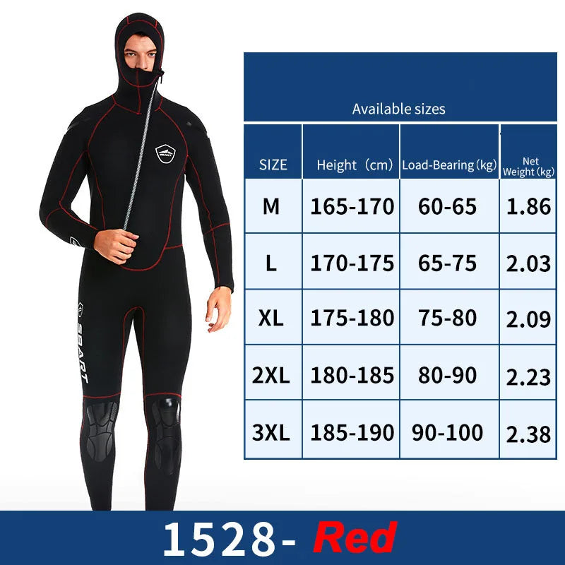 5MM Neoprene Wetsuit Hooded Knee Pads Diving Suit - Mark Enterprise Global