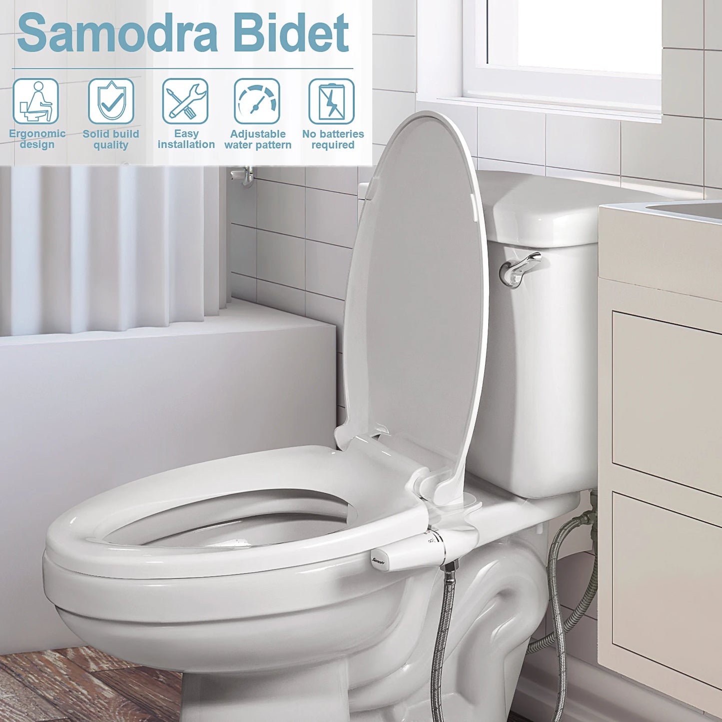 Right/Left Hand Bidet Sprayer Non-Electric Dual Nozzle Bidet Toilet Seat