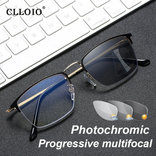 Titanium Alloy Photochromic Reading Glasses Men Multifocal Glasses Women - Mark Enterprise Global 		