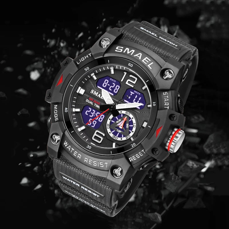 Sports Dual Display Watch For Men  Waterproof