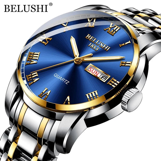 Luxury Mens Watches Luminous Waterproof Stainless Steel Watch