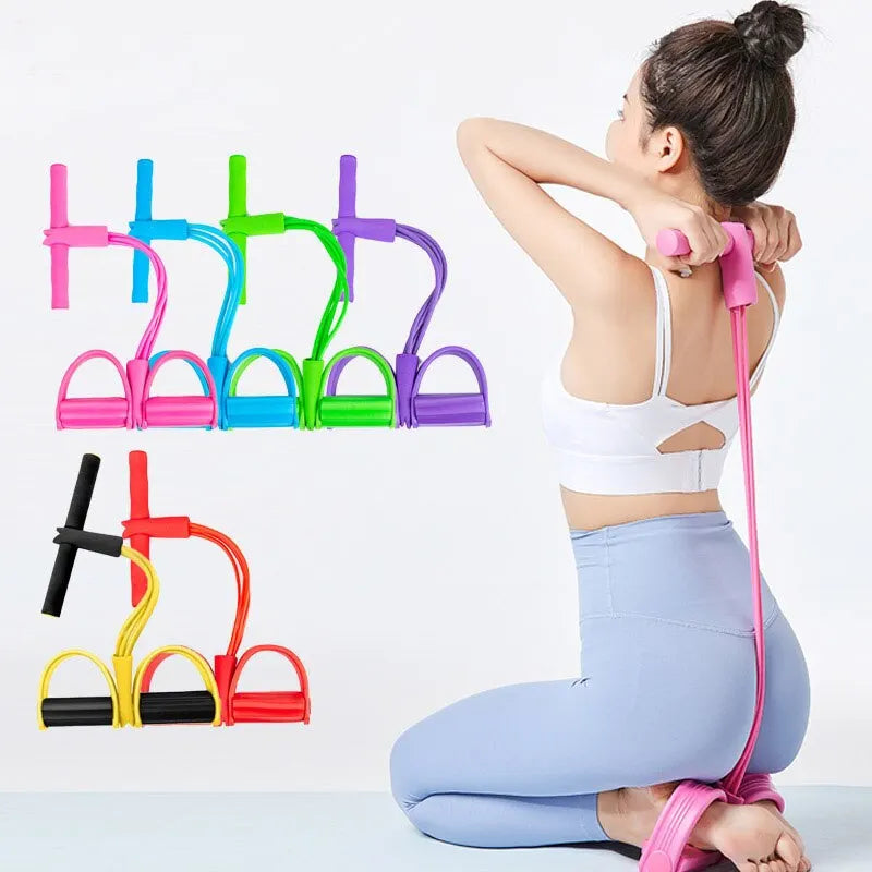 Multi Function Tension Rope Bands  Home Resistance Bands 4 Tube Elastic Pedal Puller