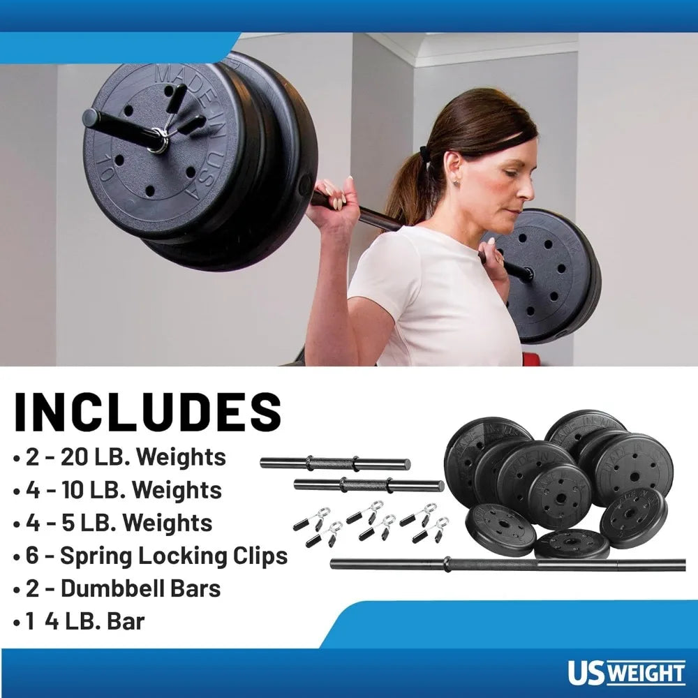 Barbell Weight Set with two dumbbells and 6ft bar