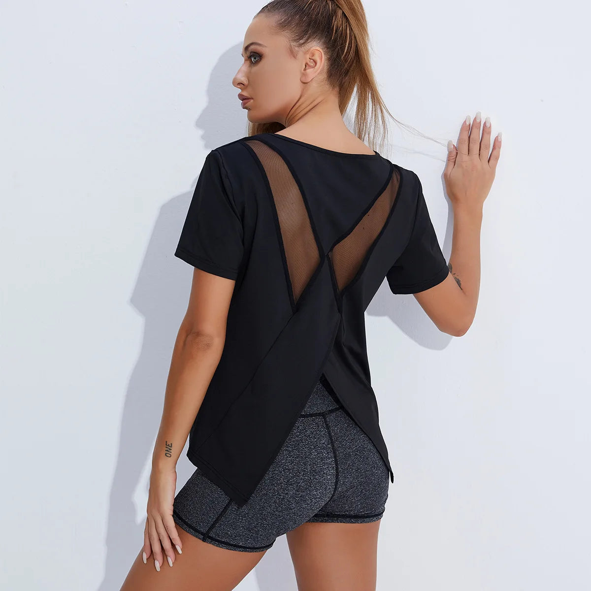 Women's Yoga Shirt Backless Short Sleeve - Mark Enterprise Global 		