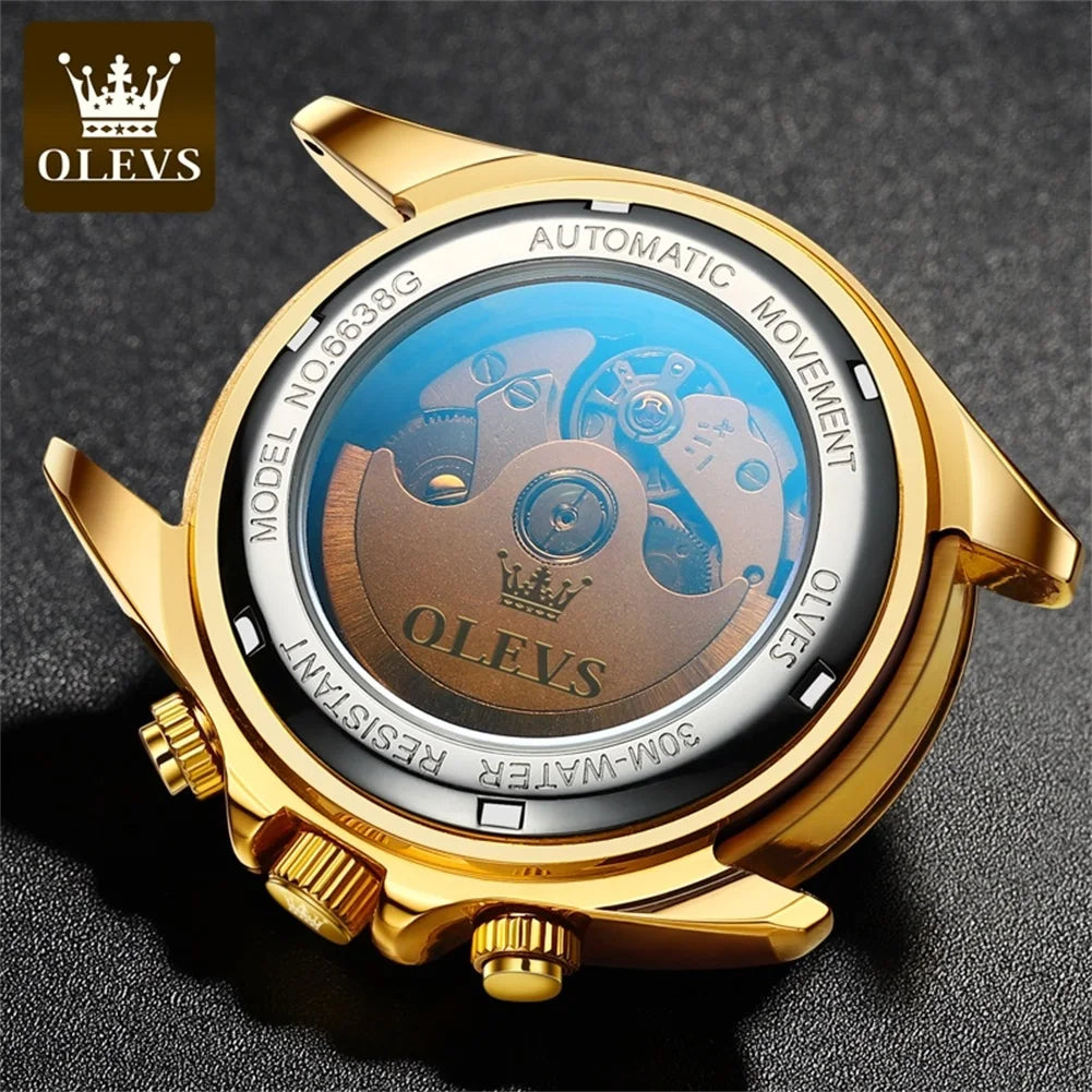 Luxury Men's Watches Waterproof Gold Stainless Steel Strap