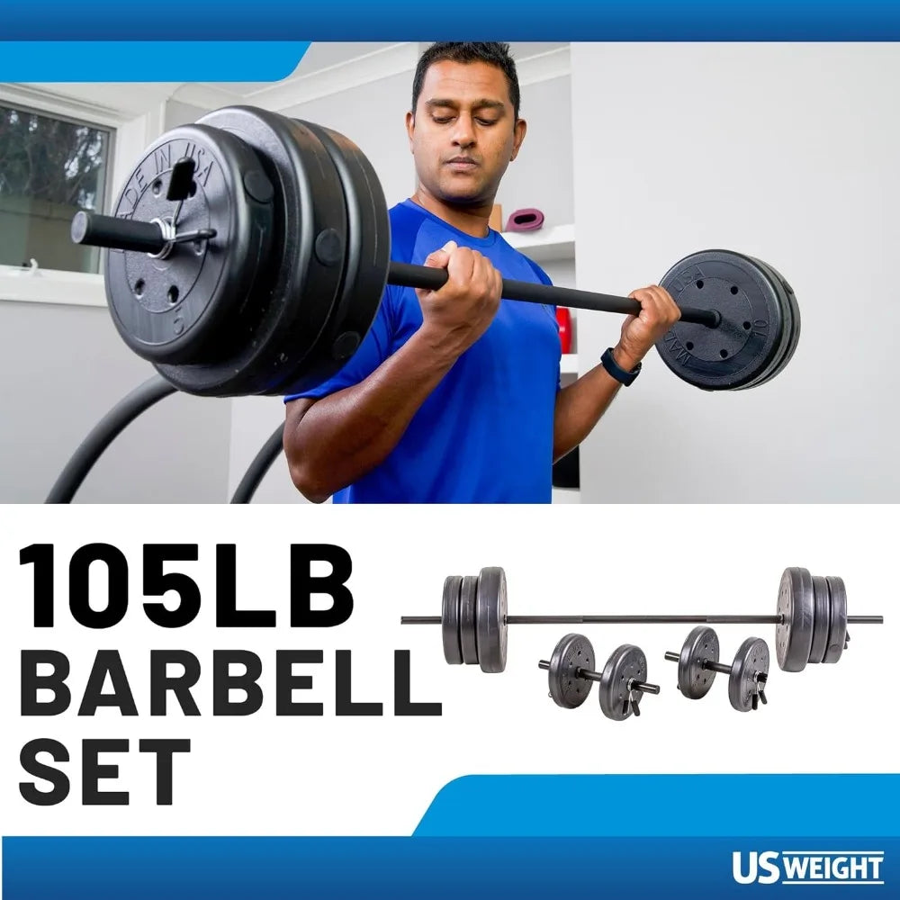 Barbell Weight Set with two dumbbells and 6ft bar