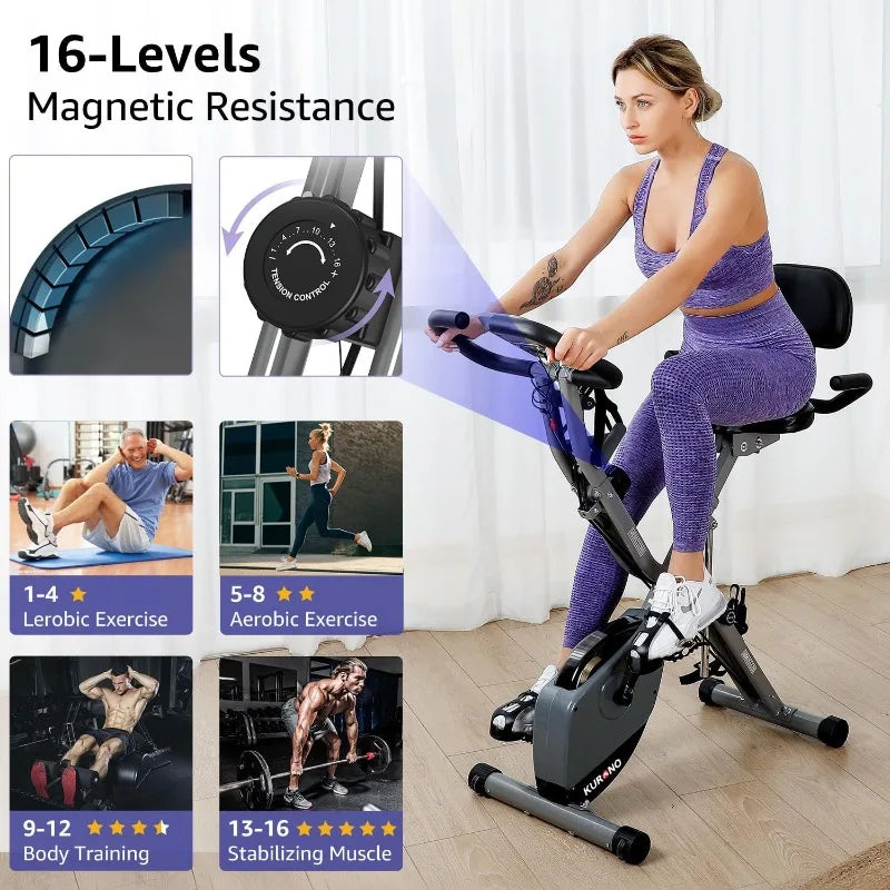 Stationary Exercise Bike , 4 IN 1 Foldable Indoor Cycling Bike