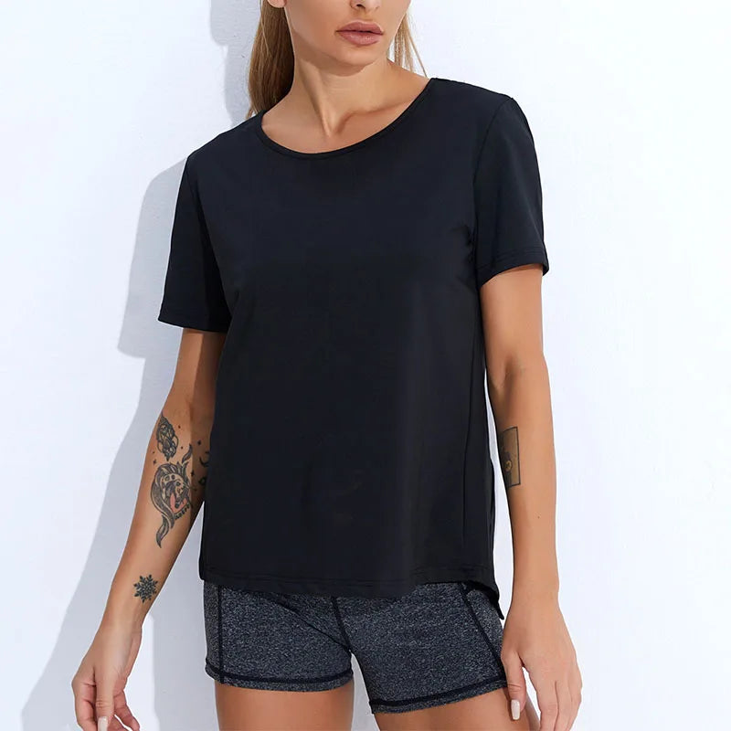 Women's Yoga Shirt Backless Short Sleeve - Mark Enterprise Global 		