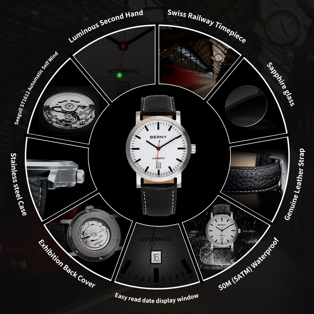 Men Mechanical Wristwatch  Waterproof for Male