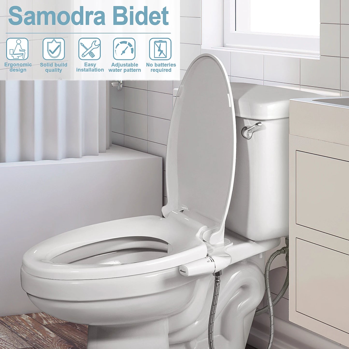 Right/Left Hand  Bidet Sprayer Non-Electric Dual Nozzle Bidet Toilet Seat